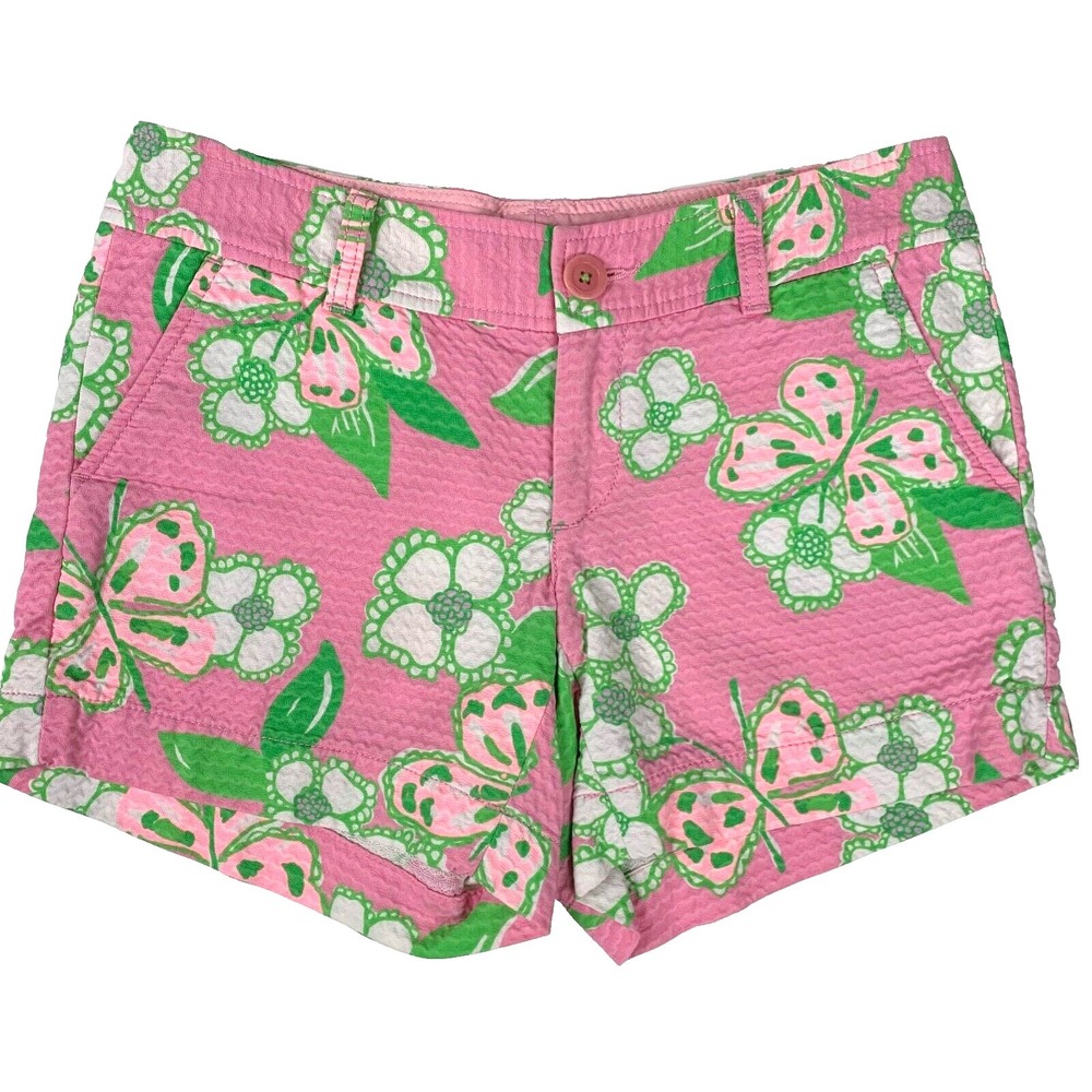 Lilly Pulitzer Textured Callahan 5" Inseam Shorts sz 0 Tootie Butterflies Floral